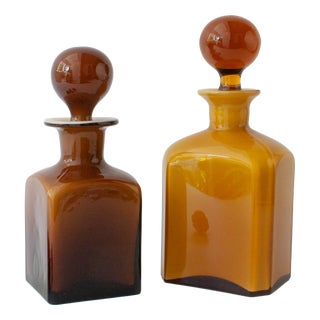 Vintage Portuguese Opaline Glass Bottles, 1960s, Set of 2 For Sale