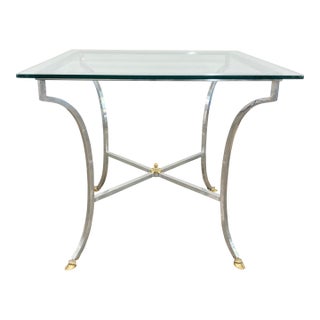 Vintage NeoClassical Maison Jansen Style Steel and Brass Hoofed Table For Sale