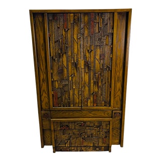 Vintage Lane Brutalist Armoire by Paul Evans For Sale