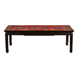 Chinese Antique Shop Sign with Calligraphy Made into a Black Coffee Table