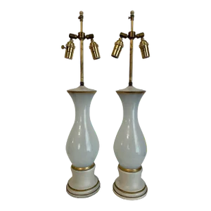 Italian Opalescent Glass Lamps - A Pair