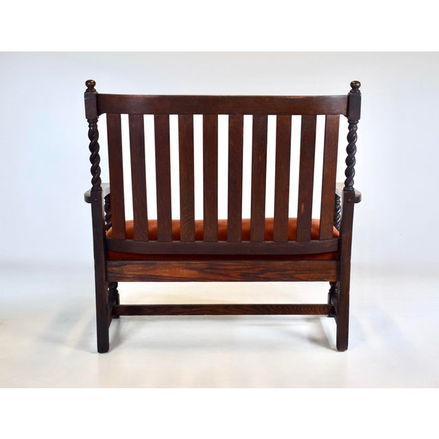 Brown Stickley Brothers Mission Oak Bench Settee Slat Back Barley Twist Legs For Sale - Image 8 of 11