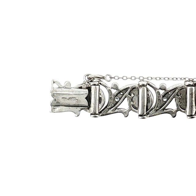 Mid 20th Century Mid-Century 18 Karat White Gold Jabel 3.5 Carat Total Weight Bracelet For Sale - Image 5 of 6