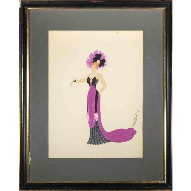 1940s Erté, Les Mamelles de Tirésias: Choriste, 2nd Act, Gouache on Paper, 1947 For Sale - Image 5 of 5