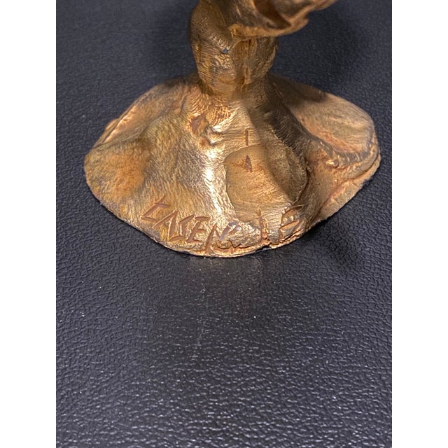 Mid-Century Modern Mid 20th Century Pierre Casenove Bronze Gold Gilded Candle Holder For Sale - Image 3 of 5