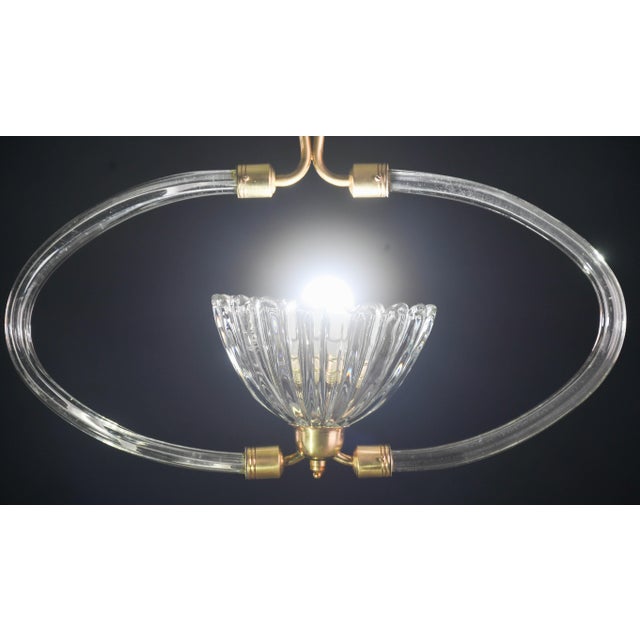1950s Art Decò Murano Glass and Brass Chandelier by Barovier & Toso For Sale - Image 6 of 13