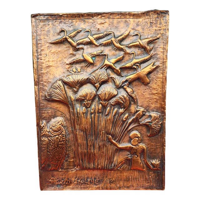 Copper Embossed Bas-Relief, 1960s For Sale
