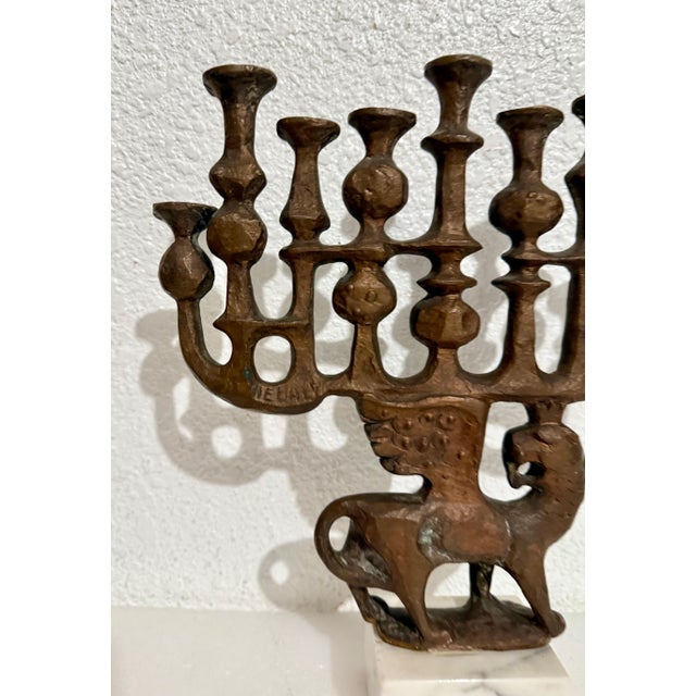 Milton Hebald, Milton Hebald Mid Century Bronze Menorah Sculpture WPA Artist Modernist Judaica, 1969 For Sale - Image 10 of 15