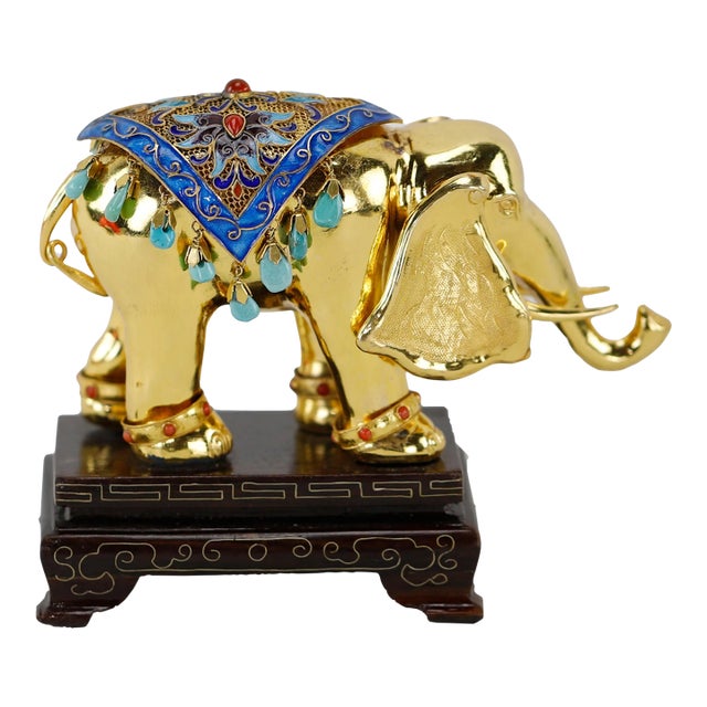 Vintage Filigree Bronze Glit Elephant For Sale