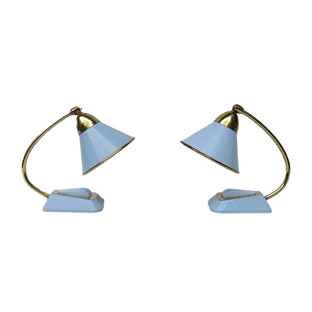 Brass & Melamine Table Lamps, 1950s, Set of 2 For Sale