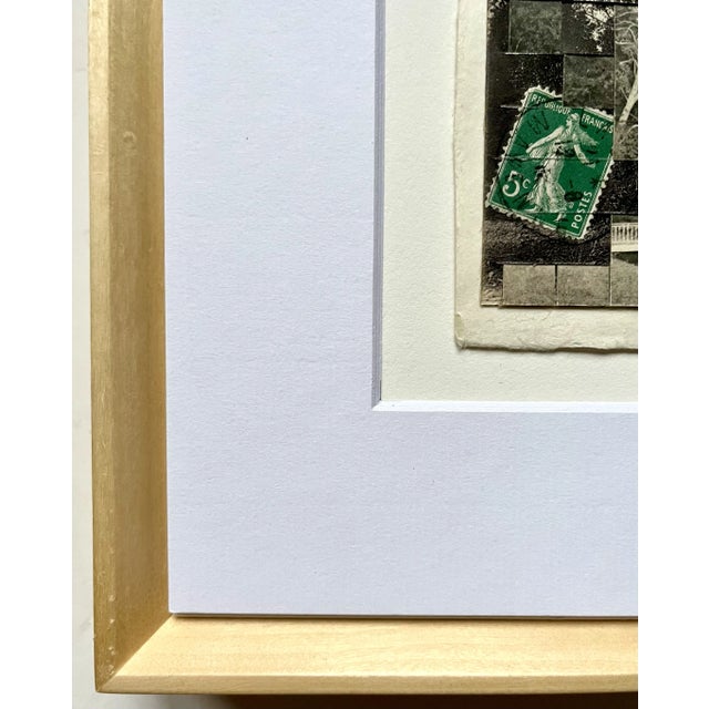 Parc Et Chateau, France, Hand Cut and Woven Vintage Photo Postcards, Framed For Sale - Image 4 of 5