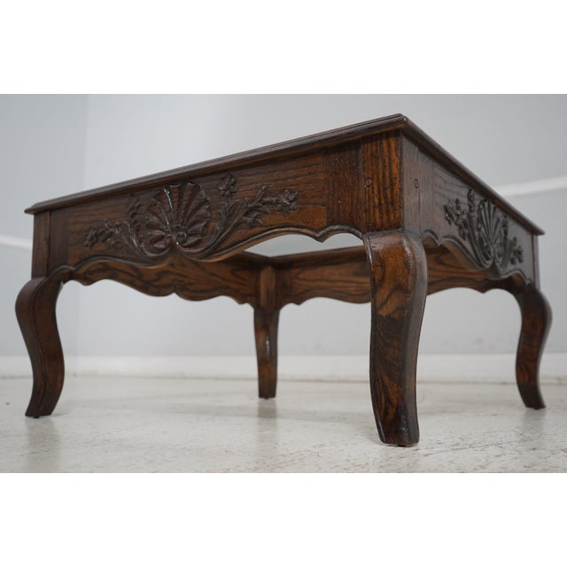 Wood Country French Oak Coffee Table W. Glass Top For Sale - Image 7 of 12