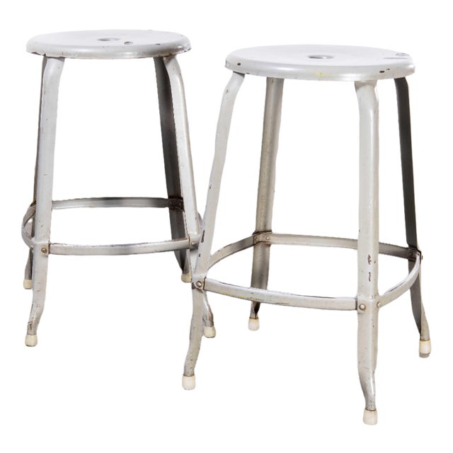 Industrial Nicolle Stacking Stools, 1950s, Set of 2 For Sale