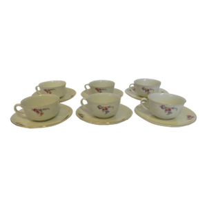 Early 20th Century Porzellanfabrik Arzberg Children's Floral Teacup & Saucer Set / 6