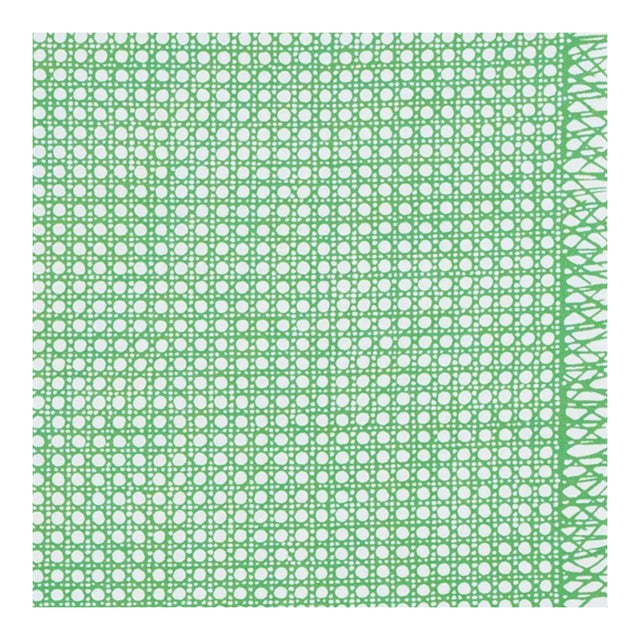 Schumacher X Vera Neumann Sugar Cane Fabric in Green For Sale