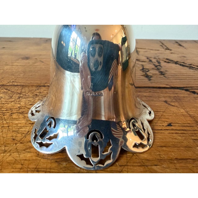 1990s Vintage Towle Silverplated Pierced Christmas Bell Ornament, 1995 For Sale - Image 5 of 7