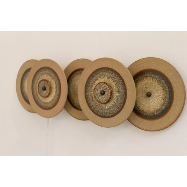 1970s Danish Ceramic Five Disc Wall Lamp from Søholm, 1970s For Sale - Image 5 of 18