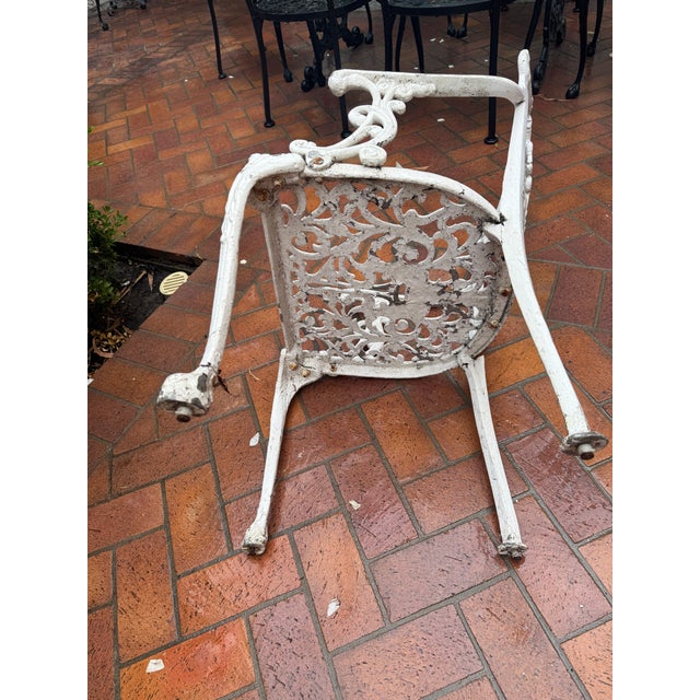 White Set of 4 Vintage Hollywood Regency Molla Cast Aluminum Arm Chair For Sale - Image 8 of 12