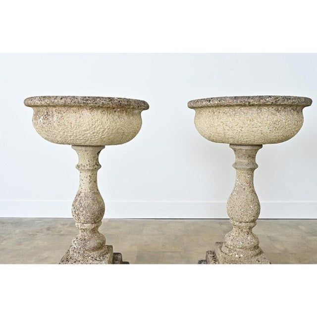 Late 19th Century English Pair of 19th Century Cast Stone Planters For Sale - Image 5 of 14