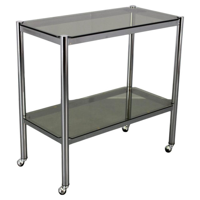Mid-Century Modern Smoked Glass Serving Cart, Italy, 1970s For Sale - Image 12 of 12