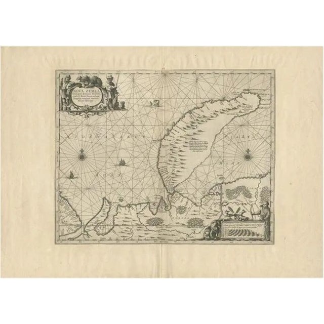 Antique Map of Nova Zembla by Janssonius, 1650 For Sale