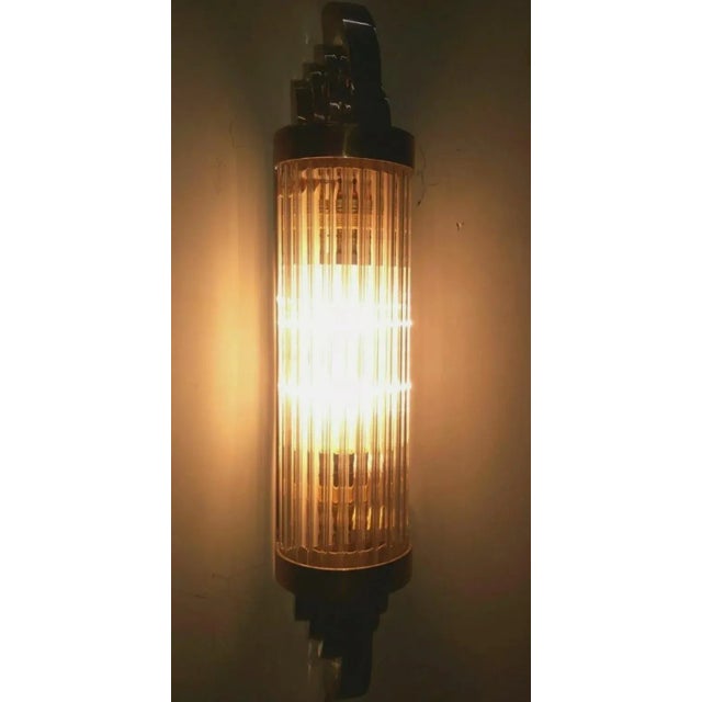 Skyscraper Vintage Art deco light Old Lamp Wall Sconces Fixture Nickel Brass & Glass Rod Ship Light Excellent Working...