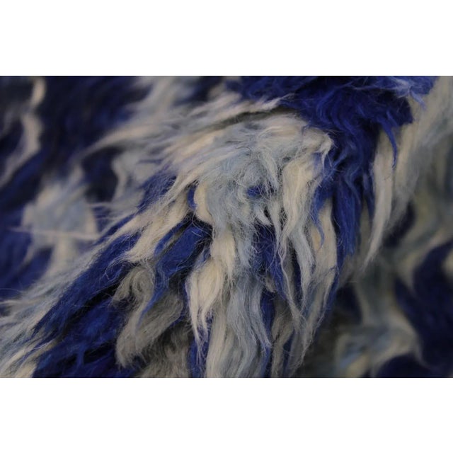 1990s 1990s Modern Bauhaus Moroccan Blue Wool Rug - 8′ × 10′3″ For Sale - Image 5 of 8