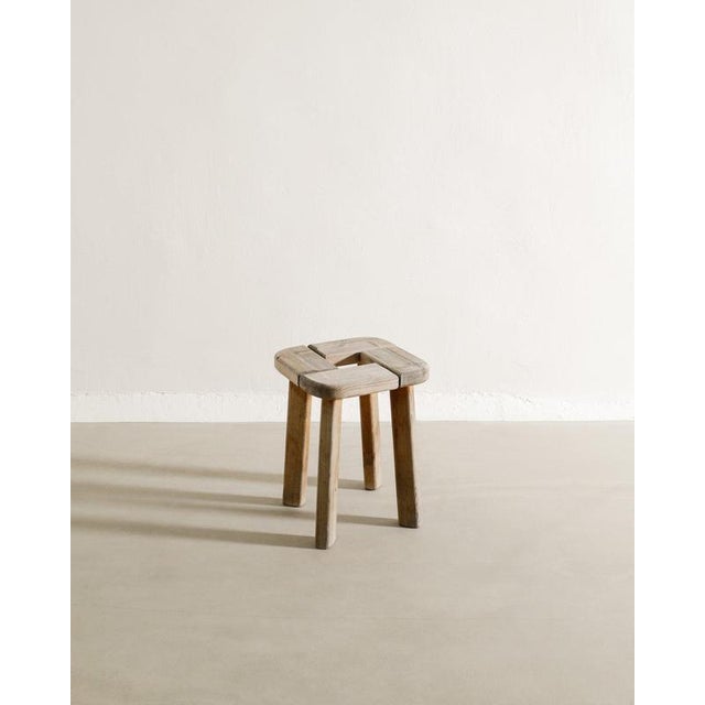 Swedish Wooden Four Legged Pine Stool, 1940s For Sale - Image 4 of 5