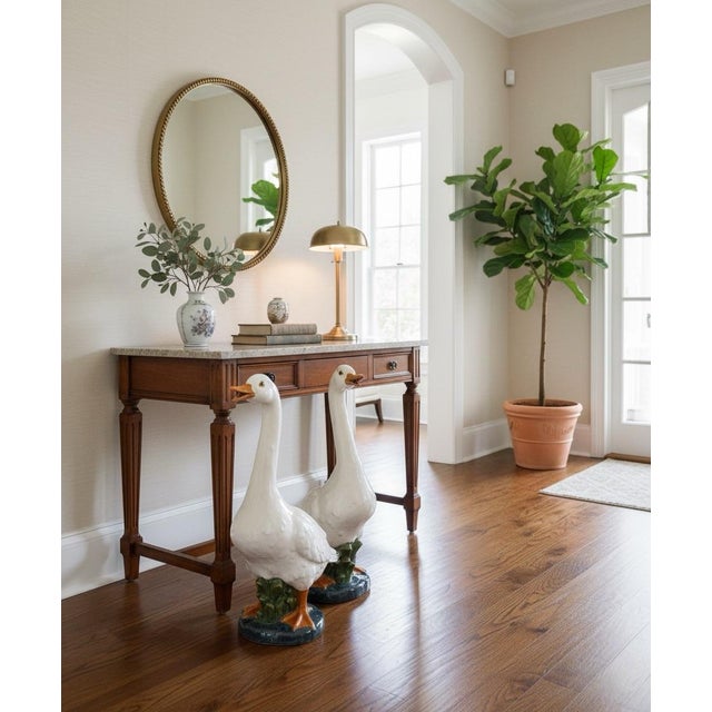 White Vintage Hollywood Regency White Ceramic Geese - A Pair For Sale - Image 8 of 8