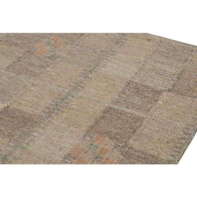 Rug & Kilim’s Oversized Scandinavian Style Rug in Beige-Brown Geometric Patterns For Sale In New York - Image 6 of 7