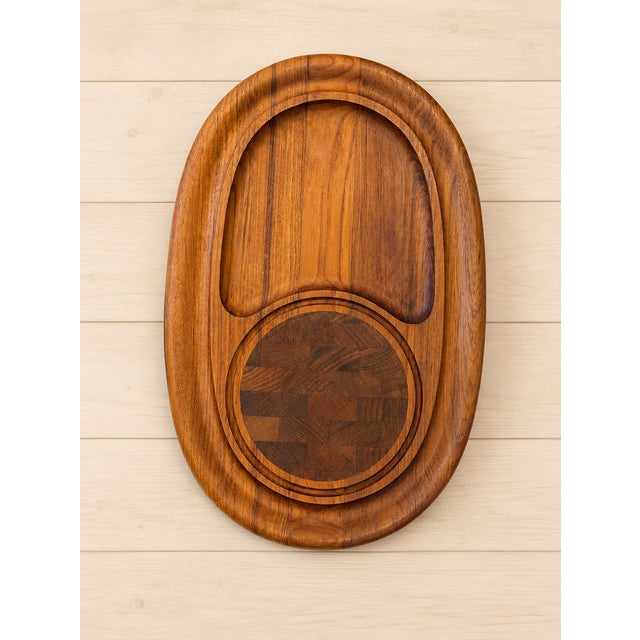 Mid-Century Modern Vintage Dansk Teak Serving Tray With End-Grain Cutting Board For Sale - Image 3 of 7