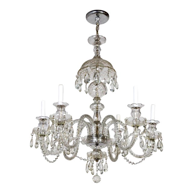 Mid 20th Century Georgian Style Cut Crystal Chandelier For Sale