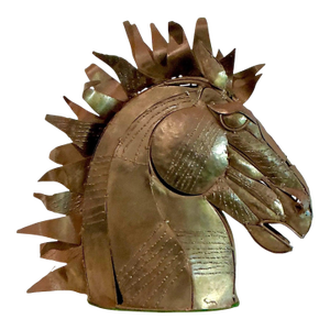 Vintage Brutalist Torch Cut Copper Horse Head