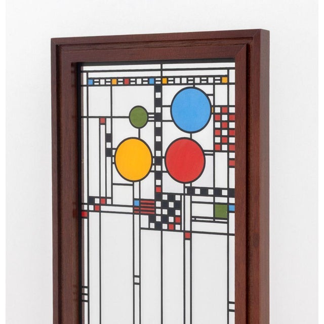 1990s After Frank Lloyd Wright Standing Modern Art Glass Panel For Sale - Image 5 of 9