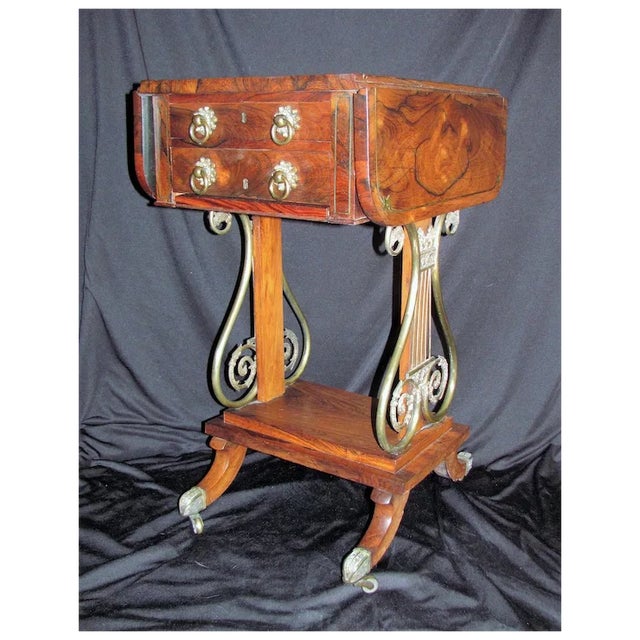 Brown English Regency Rosewood Sewing Work Table Circa 1820 For Sale - Image 8 of 9