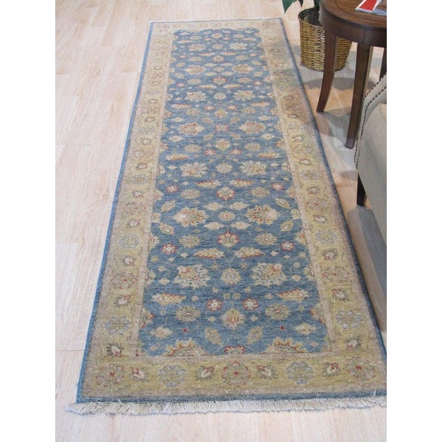 2020s Standard Size Blue Hand-Knotted Wool Floral Field Serenity Traditional Rug For Sale - Image 5 of 5