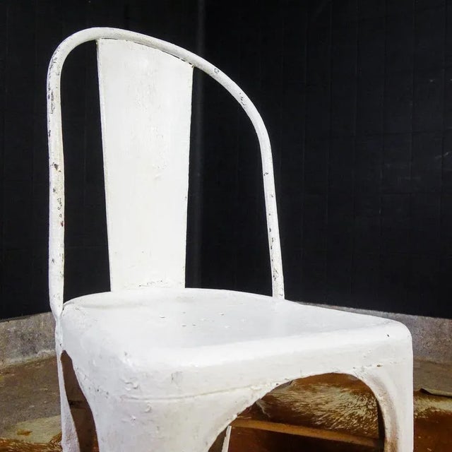 Set of Brocante White Model A Chairs from Tolix, 1930s For Sale - Image 6 of 9