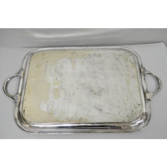 Antique Waring & Gillow English Edwardian LRG Silver Plated Serving Platter Tray For Sale - Image 12 of 14