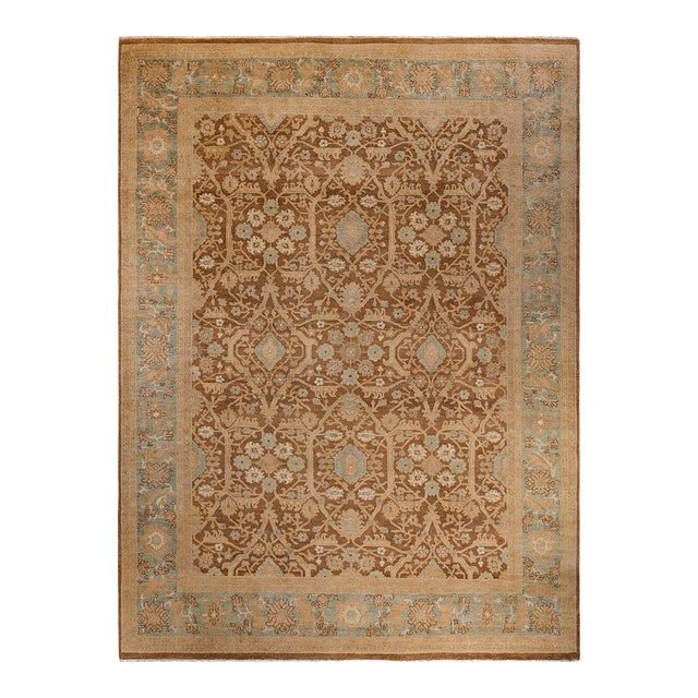 Eclectic, One-of-a-Kind Hand-Knotted Area Rug - Brown, 9' 0" x 11' 10" For Sale