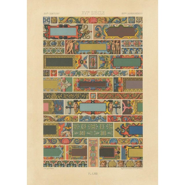 Gold Pralon after Albert Racinet, LXXI of L’Ornement Polychrome, 1869, Paper For Sale - Image 8 of 10