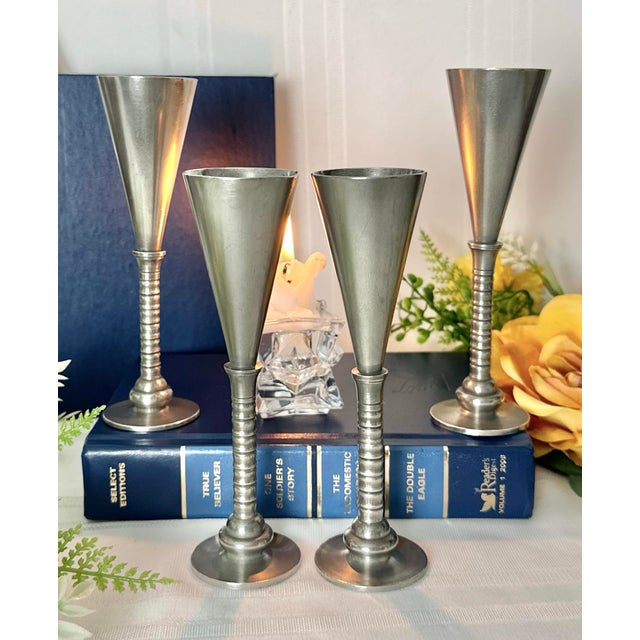 Vintage Gunner Havstad Pewter Cordial Signed Wine Cups - Set of 4 For Sale - Image 4 of 11