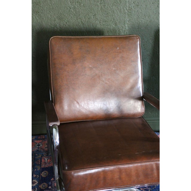 1940s 1940s Art Deco Style Pair of Chromecraft Brown Chairs For Sale - Image 5 of 17