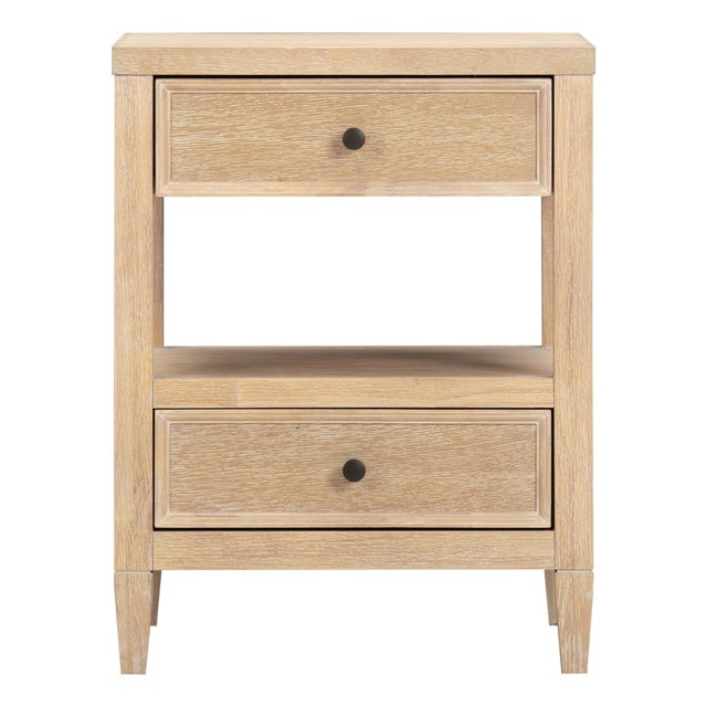 Bristol Park Whitewashed Oak Wood Open Nightstand For Sale