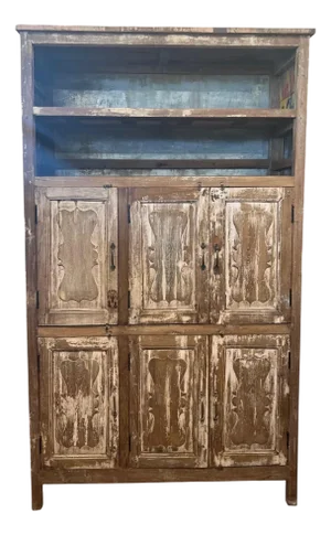 Reclaimed Old Tin Rustic Mango Wood Farmhouse Cupboard