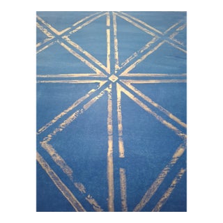 New Handmade Wallpaper With Metallic Geometric Pattern on Paper-Textile Runo For Sale