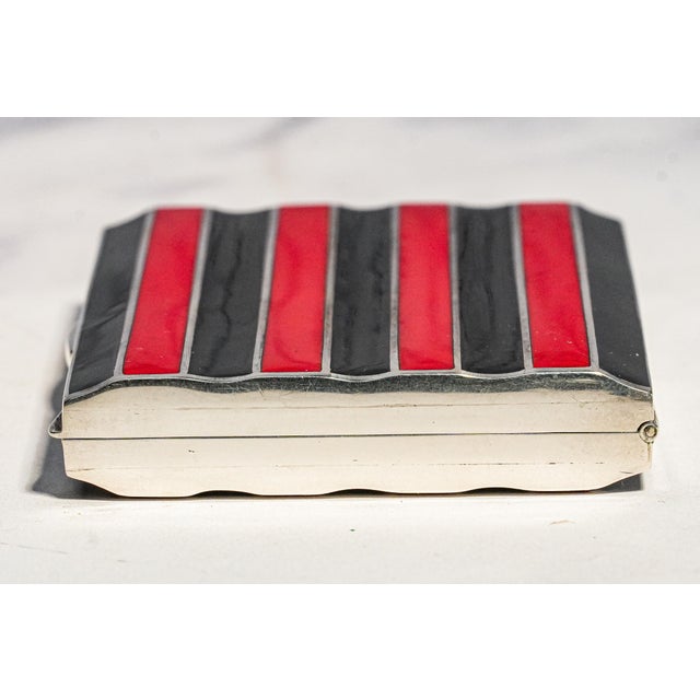 Rare Art Deco Antique Silver Black Red Enamel Cigarette Case Court of Siam Bangkok Presentation Box Luxury Tobacciana For Sale - Image 17 of 18