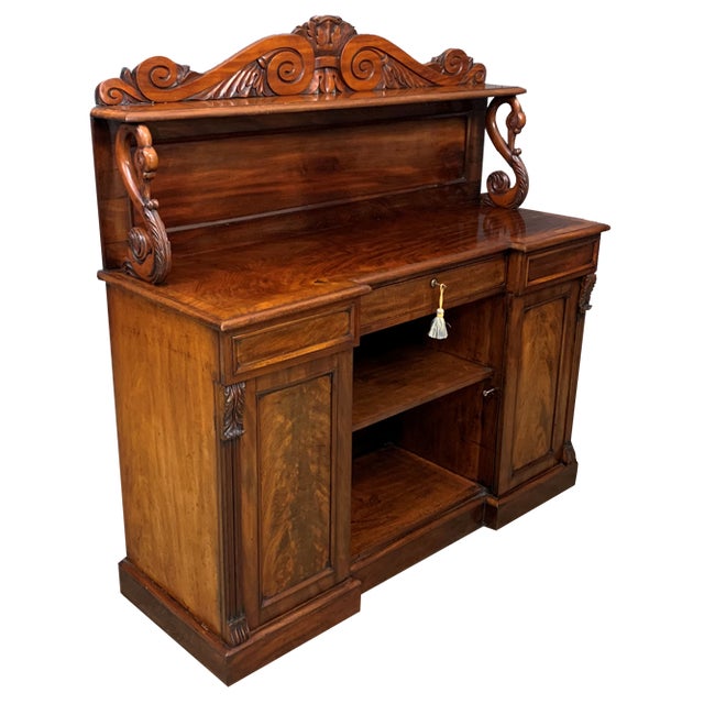 Early 19th Century Flame Mahogany Chiffonier Bookcase, 1830s For Sale