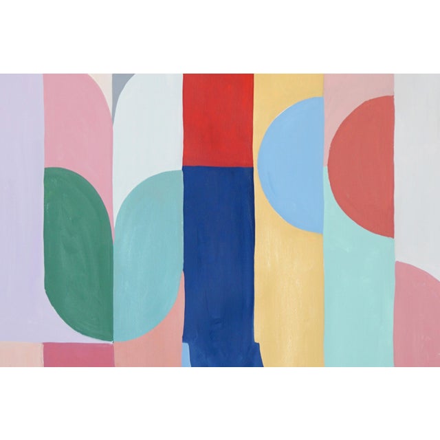 2026, Art Deco Triptych, Original Painting, Vivid Tones Triptych, Geometric Bauhaus Patterns on Watercolor Paper by Natalia Roman For Sale - Image 9 of 11
