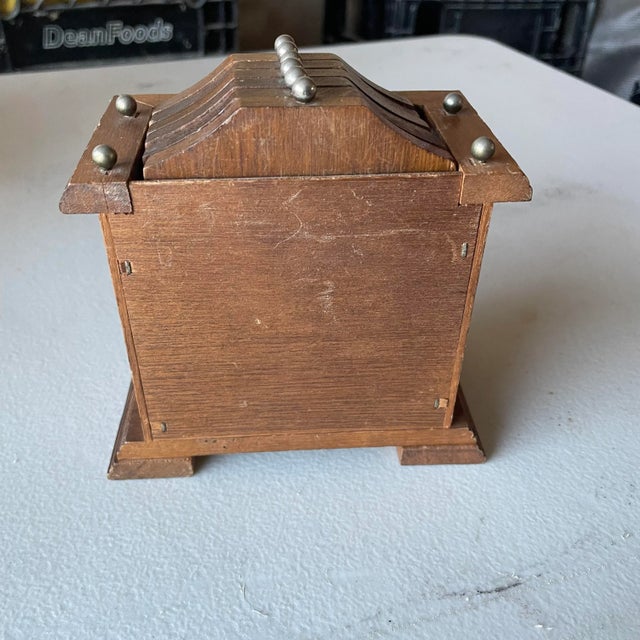 Traditional 1970s Wood and Cork Clock Coaster and Holder- 7 Pieces For Sale - Image 3 of 6