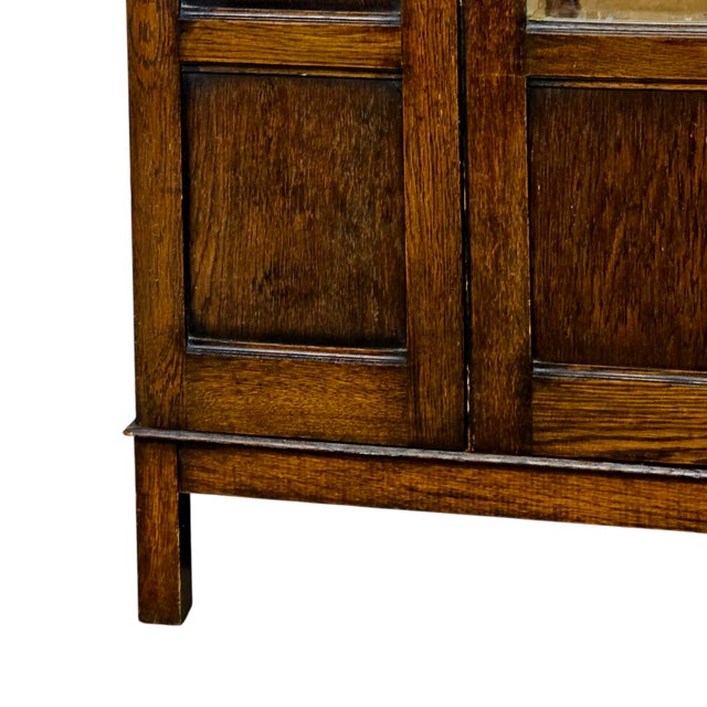 Arts & Crafts Carved Oak Wardrobe Armoire With Mirror Door, 76" For Sale - Image 15 of 15